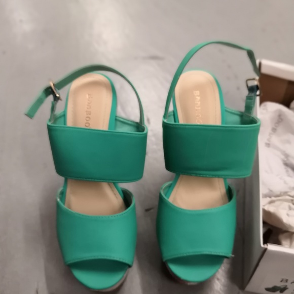 Sea Foam Faux Nubuck Chunky Sling Back Platform He - Picture 3 of 4
